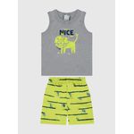 Conjunto Infantil Menino Bermuda Estampada Em Microfibra Malwee Kids