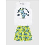 Conjunto Infantil Menino Regata T-Rex Dino Em Algodão Malwee Kids