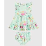 Conjunto Infantil Menina Vestido + Calcinha Em Algodão Malwee Kids