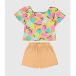 Conjunto Infantil Menina Blusa Estampa Frutas Em Algodão Malwee Kids