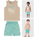 Conjunto Infantil Menino Bermuda Estampada Em Microfibra Malwee Kids