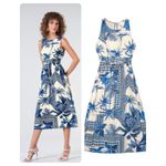 Vestido Midi Feminino Estampado Endless Bege