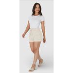 Shorts Feminino Mom Com Bolso Cargo Em Sarja Stretch Texturizada