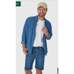 Bermuda Masculina Slim Cintura Média Em Jeans Com Elastano