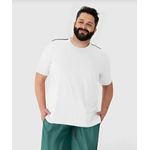 Camiseta Masculina Plus Size Com Detalhe Retilínea Em Algodão