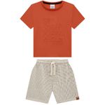 Conjunto Menino Bermuda Em Moletom Texturizado - Carinhoso