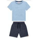 Conjunto Menino Bermuda Em Moletom Texturizado - Carinhoso