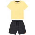 Conjunto Menino Bermuda Em Moletom Texturizado - Carinhoso