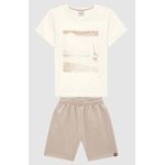 Conjunto Menino Camiseta Estampa Frontal Em Algodão - Carinhoso
