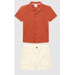 Conjunto Menino Camisa Manga Curta Em Viscolinho Texturizado - Carinhoso