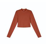 Blusa Manga Longa Feminina Canelada Terracota