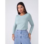 Blusa Manga Longa Canelada Cropped