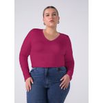 Blusa manga longa gola V viscose stretch