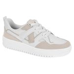 Tênis Feminino Vizzano Flatform em Napa com Recortes Branco/Cinza Branco