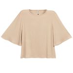Blusa Feminina Manga Ampla Comfy Marialícia Bege