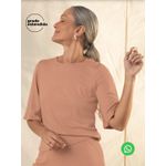 Blusa Feminina Manga Ampla Comfy Marialícia Bege