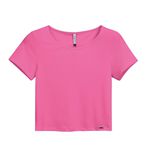 Blusa Cropped Canelado Marialicia Rosa