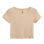 Blusa Cropped Canelado Marialicia Bege