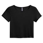Blusa Cropped Canelado Marialicia Preta