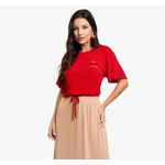 Blusa Feminina em Viscose com Mangas Amplas - Cereja Rosa - Nude