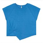Blusa Feminina Manga Curta com Barra Assimétrica - Cereja Rosa Azul