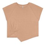 Blusa Feminina Manga Curta com Barra Assimétrica - Cereja Rosa Nude