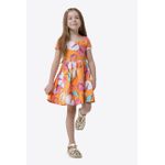 Carinhoso - Vestido Antúrios Menina Laranja