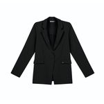 Blazer feminino reto liso gola tailleur