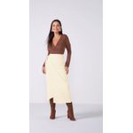 BODY Collant Feminino Decote V Manga Longa Marrom
