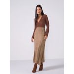 BODY Collant Feminino Decote V Manga Longa Marrom