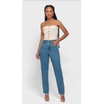 Calça Feminina Reta Cintura Alta Em Jeans 100% Algodão - ENFIM