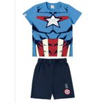 Conjunto Malwee Kids Infantil Menino Verão Estampa Personagens Capitão America