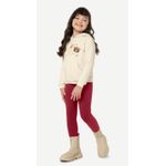 CONJUNTO INFANTIL MOLETOM MENINA CREME E VINHO URSO- CARINHOSO