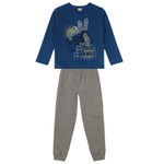Conjunto Moletom Infantil Brandili Gamer Menino - Azul