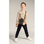 Conjunto Moletom Blusa/Calça Menino Xadrez/Preto Brandili