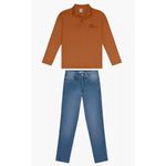 Conjunto Menino Polo Jeans Malwee Carinhoso Camel