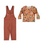 Conjunto Bebê Menina Jardineira Bordada Elian Laranja