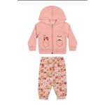 Conjunto Bebê Menina Jaqueta Com Capuz Elian Rosa