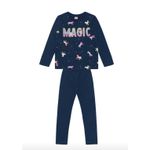 Conjunto Blusão e Legging Infantil Menina Magic Marinho- Brandili