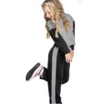 Conjunto Infantil Longo Elian Color Block Blusa Cropped + Calça Wide Leg Menina - Preto
