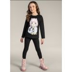 Conjunto Menina Infantil Longo de Blusão em Moletom e Legging Brandili