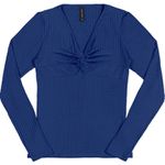 Blusa Canelada Cereja Rosa Azul