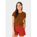 Blusa Básica Feminina Baby Look Em Algodão Bordo
