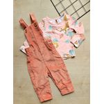 JARDINEIRA INFANTIL FEMININA COM BLUSA ESTAMPADA CARINHOSO 