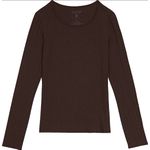 Blusa Básica Feminina Manga Longa Em Malha Canelada De Viscose