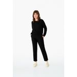 Conjunto Feminino Calça Bolso Faca Em Moletom Stretch Flanelado PRETO