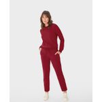 Conjunto Feminino Calça Bolso Faca Em Moletom Stretch Flanelado Bordo
