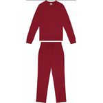 Conjunto Feminino Calça Bolso Faca Em Moletom Stretch Flanelado Bordo