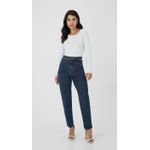 Calça Feminina Mom Bolso Funcional Em Jeans Com Elastano