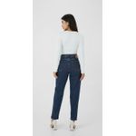 Calça Feminina Mom Bolso Funcional Em Jeans Com Elastano
